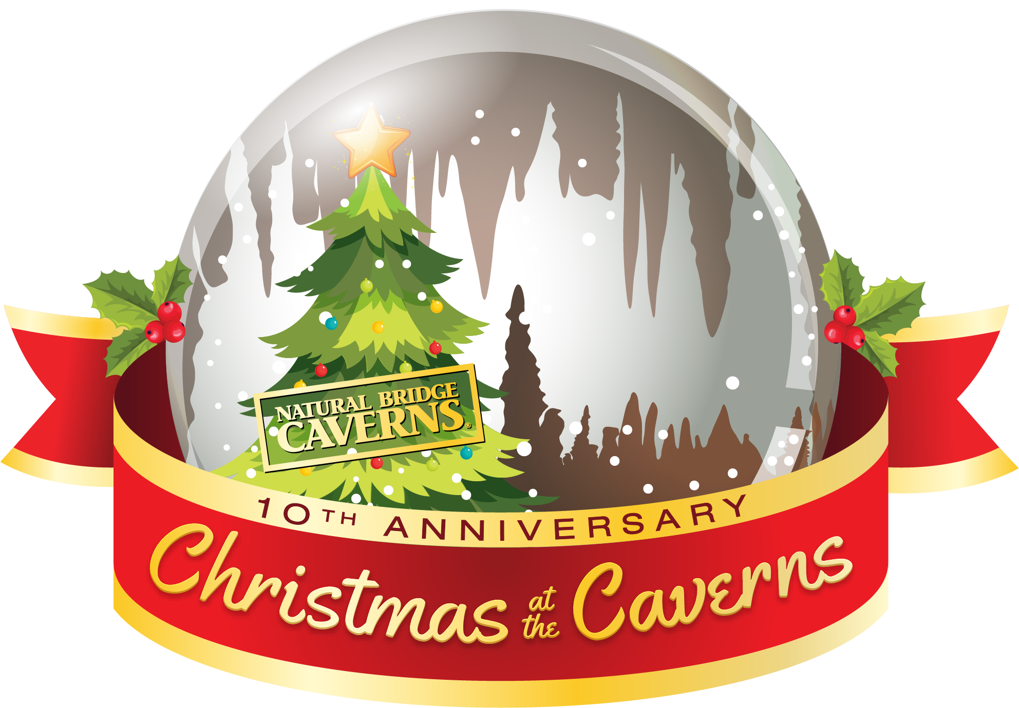 Christmas at the Caverns 10th Anniversary Logo | Natural Bridge Caverns