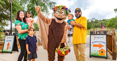 bat mascot with family