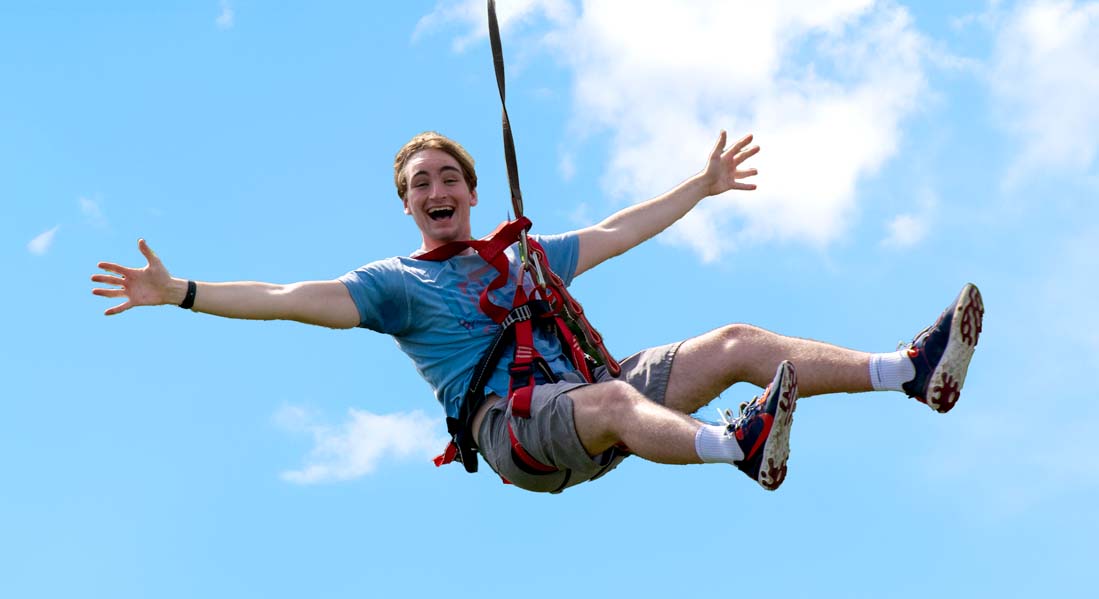 Swinging on a zip rail