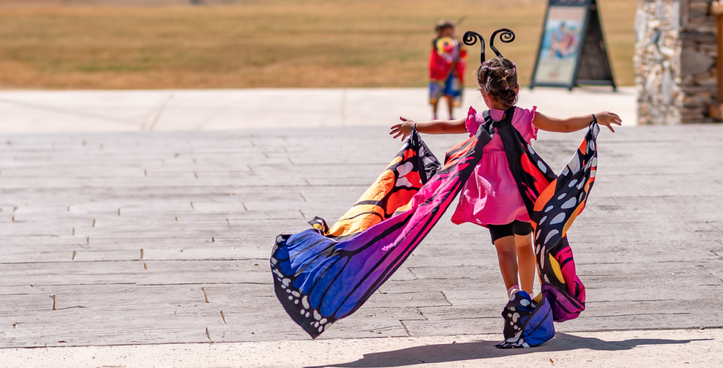 little girl dressed like a butterfly